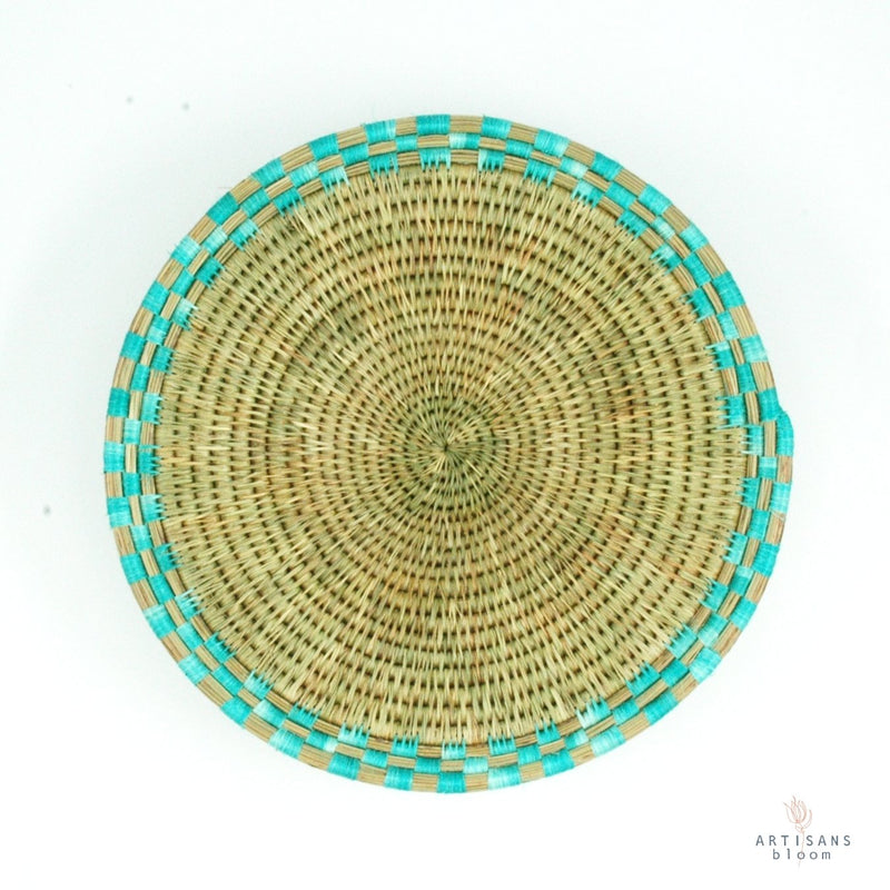 Block Weave Basket - Turquoise - Artisans Bloom