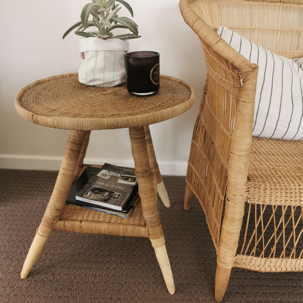 Woven Round Side Table - Artisans Bloom